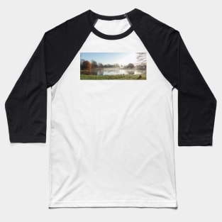 Lake, autumn mood, ground fog, hoarfrost, trees, landscape, Fischerhude, Lower Saxony, Germany Baseball T-Shirt